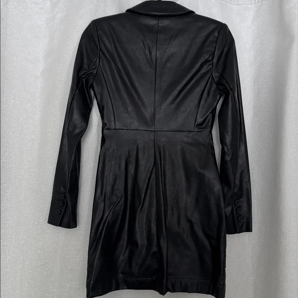 NWT EXPRESS X NEGIN MIRSALEHI BLACK VEGAN LEATHER MINI DRESS - Picture 5 of 9